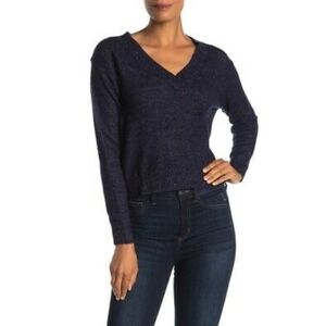 NEW Hyatus Flecked V Neck Navy Sweater